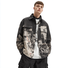 Street Style Washed City ​​Architecture Print Denim Work Jacket