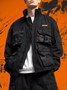 Street Style Camouflage Flap Pockets Zip-Up Work Jacket