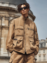Retro Grunge Streetwear Washed Cargo Work Jacket with Flap Pockets