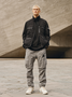 Retro Trend Fashion Texture Ripstop Stand Collar Work Jacket