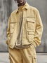 Street Style Washed Cotton Zip-Up Work Jacket