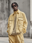Street Style Washed Cotton Zip-Up Work Jacket