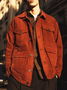 Retro Corduroy Work Shacket Flap Pockets Overshirt