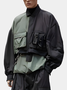 Multi-Pocket Loose Color-Blocked Urban Workwear Casual Stand-Up Collar Jacket