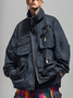 Urban Cotton Loose Mock Neck Jacket Fashionable And Light Work Clothes