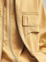 Street Style Washed Cotton Zip-Up Work Jacket