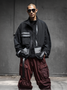 Mock Neck Loose Cool Multicolor Block Jacket