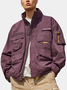 Street Style Flap Pockets Zip-Up Work Jacket