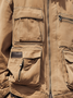 Retro Grunge Streetwear Washed Cargo Work Jacket with Flap Pockets