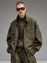 Street Style Flap Pockets Zip-Up Work Jacket