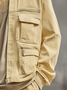 Street Style Washed Cotton Zip-Up Work Jacket