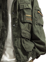Street Style Washed Cotton Zip-Up Work Jacket