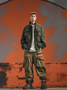 Street Style Washed Cotton Zip-Up Work Jacket