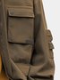 Street Style Washed Cotton Zip-Up Work Jacket