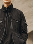 Retro Trend Fashion Texture Ripstop Stand Collar Work Jacket