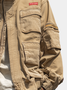 Street Style Washed Cotton Zip-Up Work Jacket