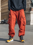 Street Style Washed Cotton Drawing Jogger Work Pants
