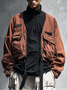 Street Style Urban Street Style Flip Pocket Fashion Workwear Color Matching Stand Collar Sweatshirt
