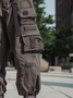 Street Style Washed Cotton Drawing Work Pants