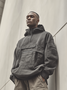Street Style Work Cargo Pockets Cotton Quarter-Zip Hoodie Sweatshirt