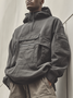 Street Style Work Cargo Pockets Cotton Quarter-Zip Hoodie Sweatshirt