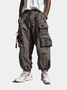 Street Style Washed Cotton Drawing Work Pants