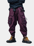 Street Style Washed Cotton Zip-Up Work Pants