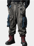 Loose Wearable Work Clothes Street Windbreaker with Flap Pockets Loose Casual Pants