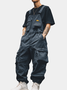 Bib Overalls Loose Fit Baggy Casual Workwear Fashion Lightweight Sloppy Coveralls with Cargo Pockets