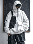 Street Style Urban Street Style Flip Pocket Fashion Workwear Color Matching Stand Collar Sweatshirt