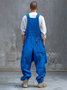 Men's Ripstop Blue Multi-Pocket Trendy Deconstructed Street Straight Overalls