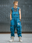 Men's Ripstop Blue Multi-Pocket Trendy Deconstructed Street Overalls