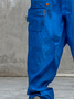 Men's Ripstop Blue Multi-Pocket Trendy Deconstructed Street Straight Overalls