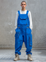 Men's Ripstop Blue Multi-Pocket Trendy Deconstructed Street Straight Overalls