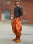 Men's Water Resistant Ripstop Orange Multi-Pocket Street Tactical Pants