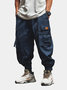 Street Style Washed Ripstop Cotton Flap Pockets Work Pants