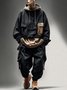 Workwear Urban Street Style Street Art Windproof Flap Pocket Lining Hooded Sweatshirt