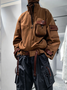 Workwear Jacket Fashionable Urban Industrial Style Leather Color Matching Casual Street Water-Proof And Windproof
