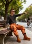 Men's Water Resistant Ripstop Orange Multi-Pocket Street Tactical Pants