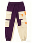 Color-block Casual Cargo Pants Workout Joggers Hiking Drawstring Tactical Pants with Multi Pockets