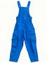 Men's Ripstop Blue Multi-Pocket Trendy Deconstructed Street Straight Overalls