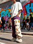 Color-block Casual Cargo Pants Workout Joggers Hiking Drawstring Tactical Pants with Multi Pockets