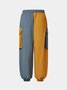 Men's Colorblock Waterproof Cargo Pants with Multi-Pockets and Loose Fit