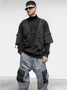 Urban High Street Workwear High Collar Cotton Street Vest Sweatshirt Fake Two-Piece Top