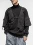 Urban High Street Workwear High Collar Cotton Street Vest Sweatshirt Fake Two-Piece Top