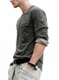 Men's Workwear Long-Sleeved T-Shirt With Multiple Pockets And Patchwork Design Street Style Urban Top