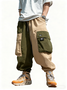 Men's Colorblock Waterproof Cargo Pants with Multi-Pockets and Loose Fit