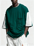 Men's Workwear Imitation T-Shirt Colorblock Design Street Style Urban Casual Top