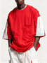Men's Workwear Imitation T-Shirt Colorblock Design Street Style Urban Casual Top