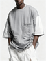 Men's Workwear Imitation T-Shirt Colorblock Design Street Style Urban Casual Top